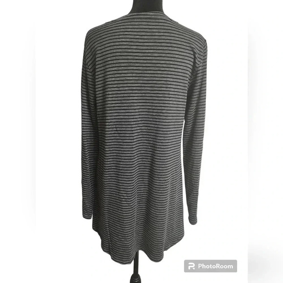 Eileen Fisher organic BOAT-NECK STRIPED TOP,  IN ASH/BLACK - Picture 6 of 8